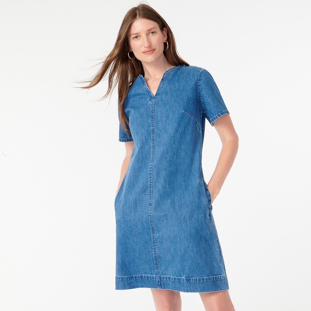J Crew Denim Flutter Sleeve Dress